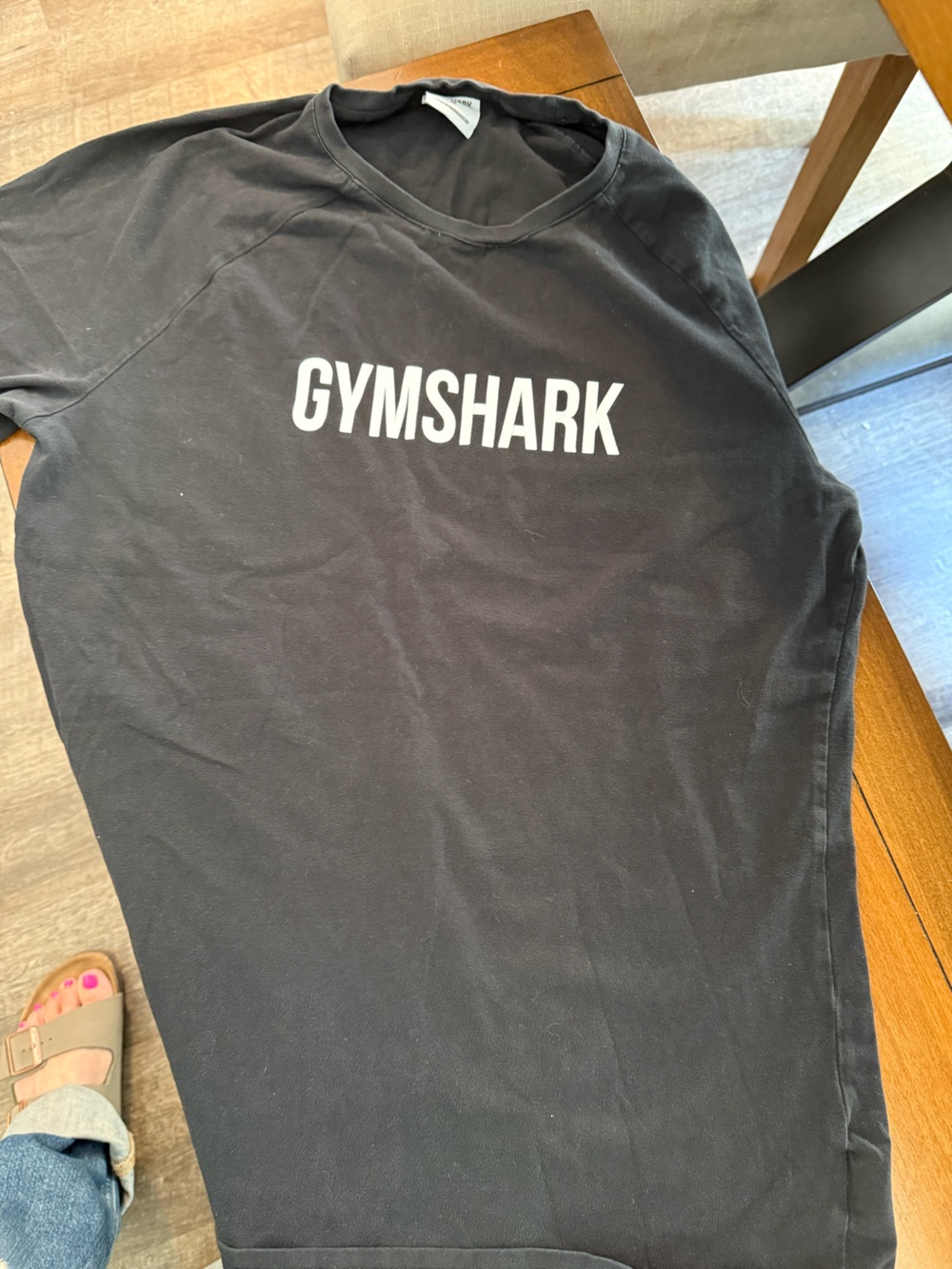 Gymshark Black Short Sleeve Tee with Vertical White Logo